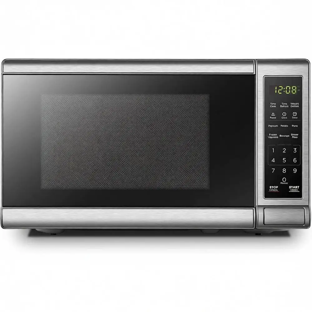 

700W Digital Microwave Oven with Turntable, Push-Button Door, Child Safety Lock, Stainless Steel, 0.7 Cu.ft