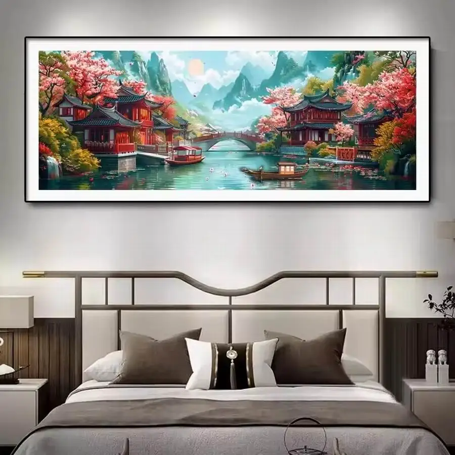 

Fullcang большой размер алмазная живопись пейзаж дом озеро пейзаж Diy полная квадратная круглая мозаика вышивка картина Настенный декор