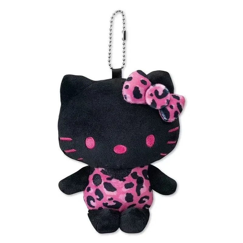 Sanrio All black Hello Kitty fluffy plush toy Keychain Kawaii