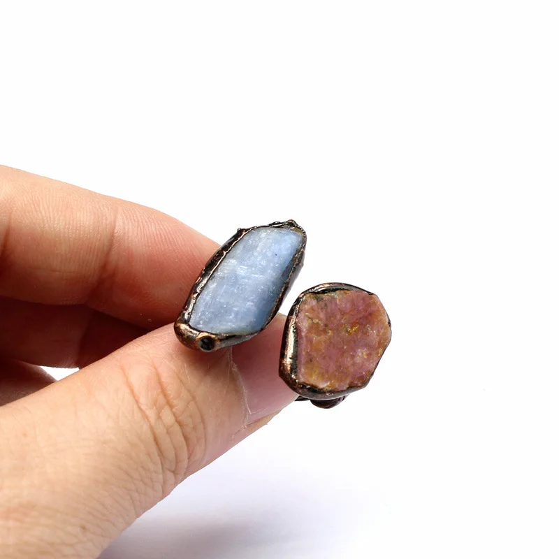 Polly Jewelry Bohemia Jewelry Natural Kyanite Labradorite GEMS Stones Vintage Rings For Women Mystery witch jewelry