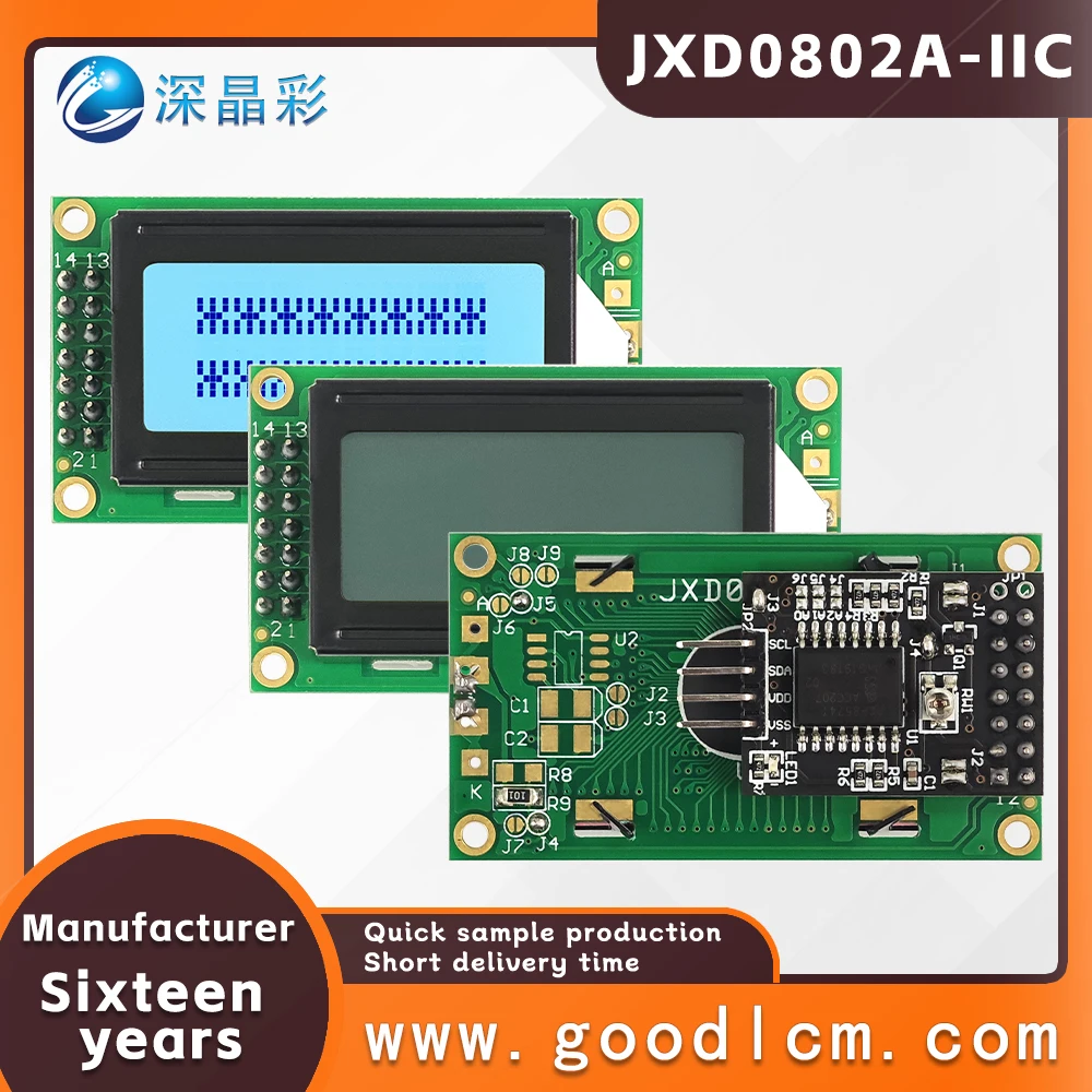 IIC/I2C interface 0802 LCD screen JXD0802A STN grey Positive Russian character small sized display screen Backlight module