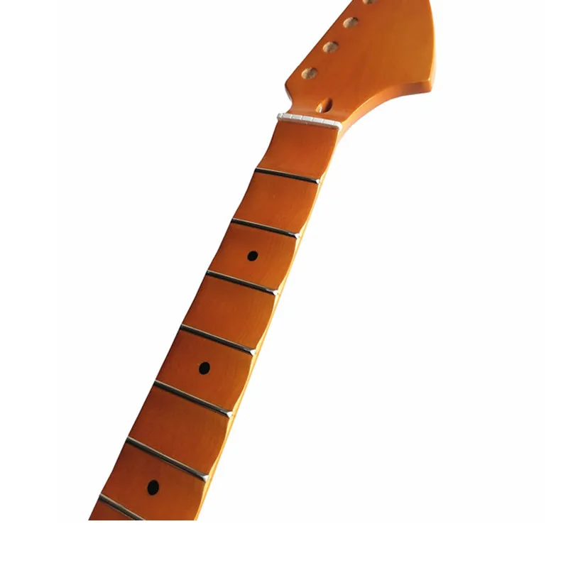 

22 Frets Big Headstock Yellow Inlay Dots Scalloped Fingerboard Electric Guitar Neck Musical Instruments Accessories