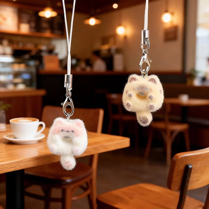 Bag Accessory Eye-Catching Flocked Keychain Cute Phone Strap Flocked 3d Pendant For Gift For Students Backpack Gift For