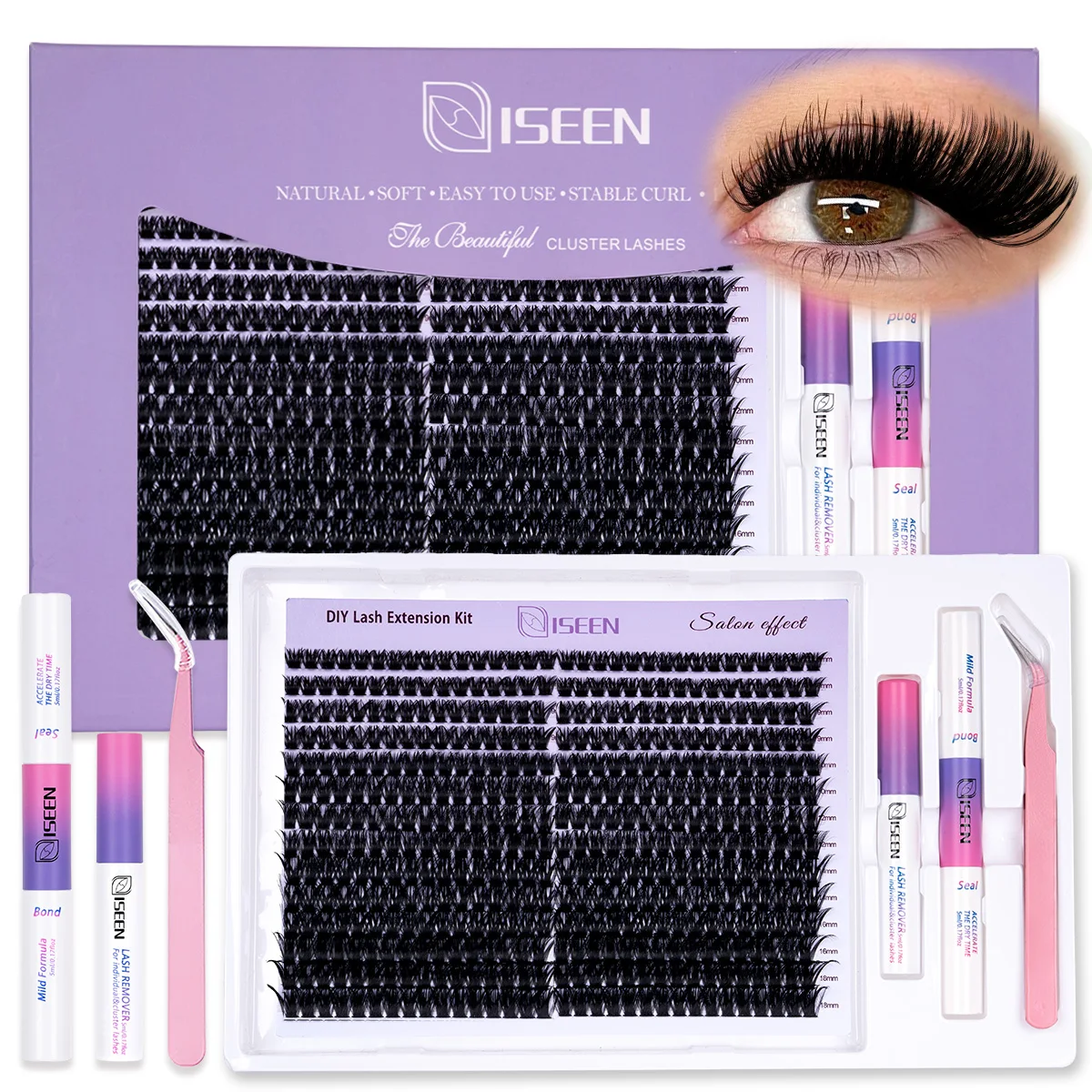 Eyelash Clusters Kit Large Capacity Wispy Lashes