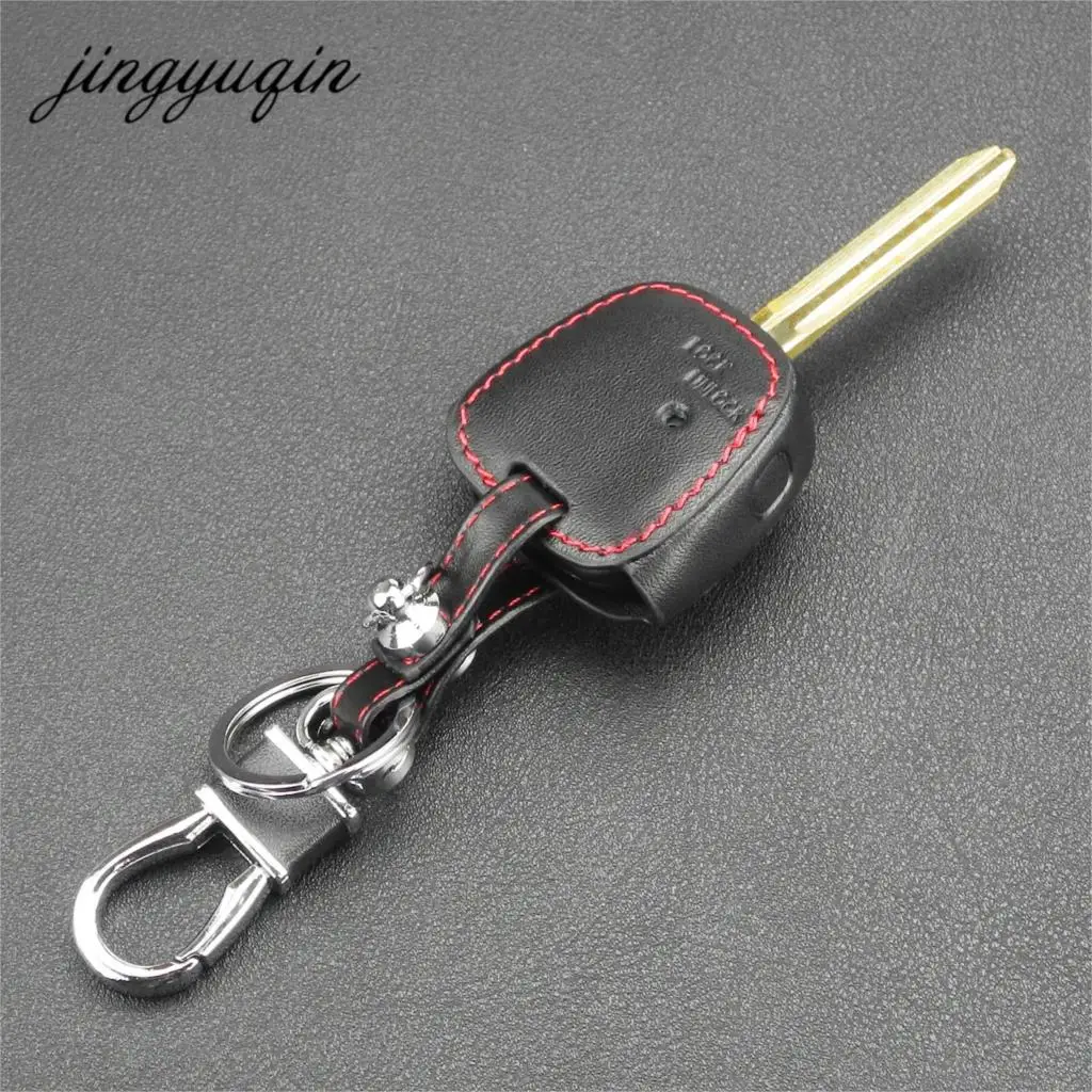 jingyuqin 1 Side Button Fob Leather Cover For TOYOTA Carina Estima Harrier Previa Corolla Celica Car Remote Key Shell Case