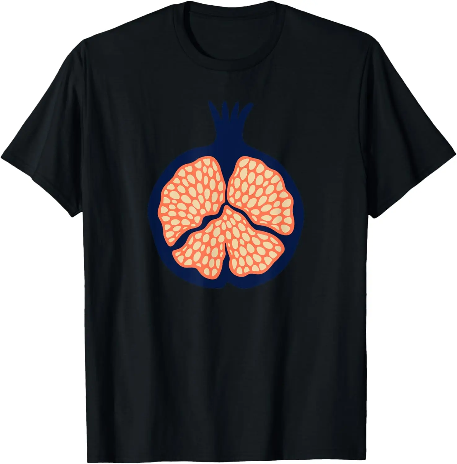 

POMEGRANATE Retro Plump Tropical Fruit - Orange Dark Blue T-Shirt