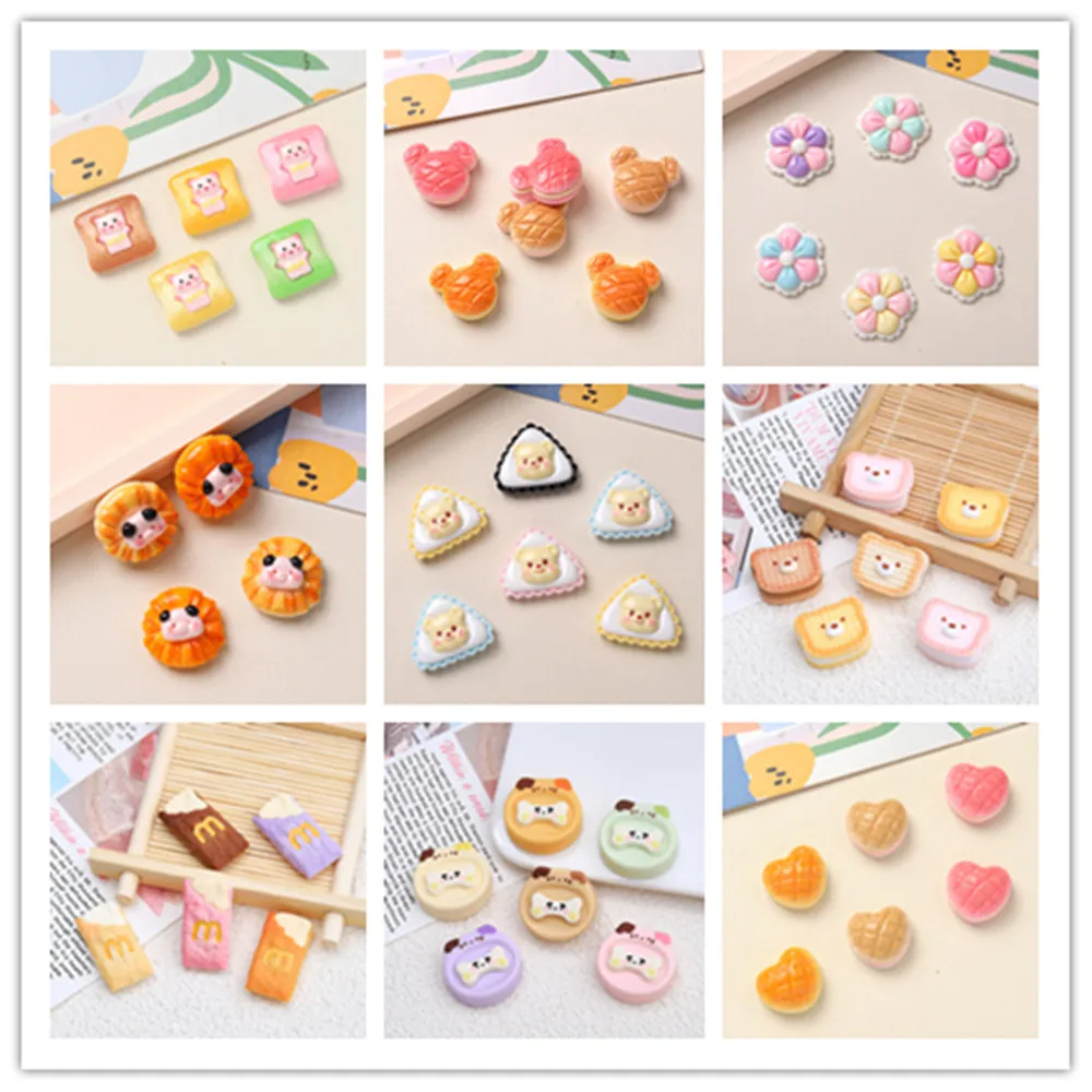 

Kawaii Resin Simulation Food Cartoon Cookie Cake Bread Flatback Cabochons For Doll House Decor Accessories