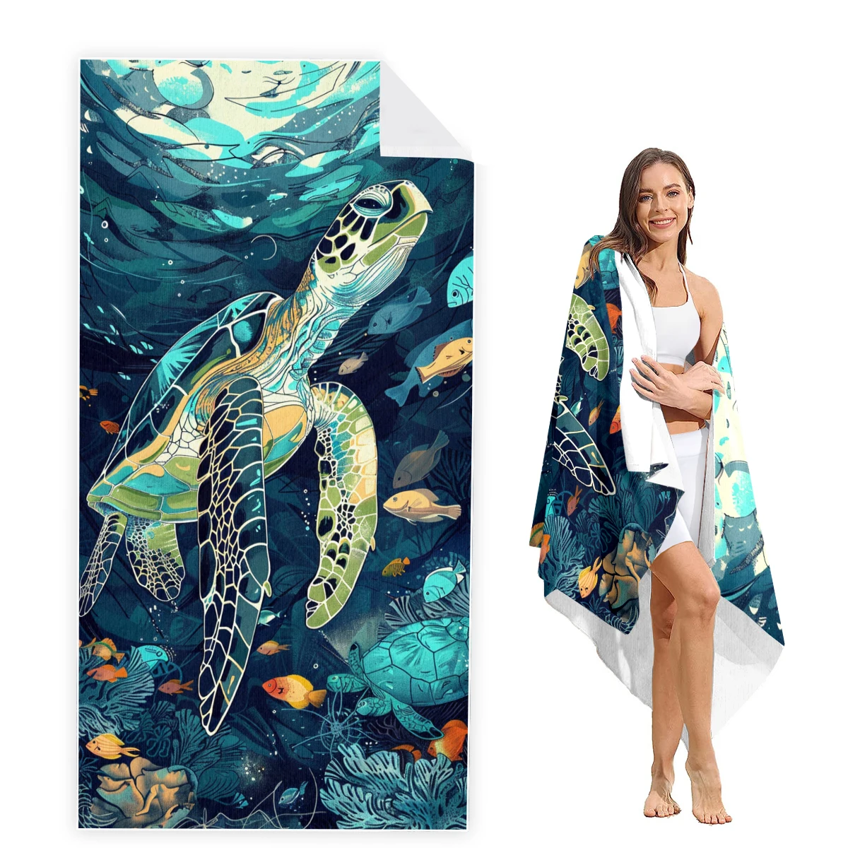 

Turtle Beach Towel Oversized, Super Absorbent Sand Free Thick Microfiber Beach Towel,Beach Towels for Kids,Men,Women