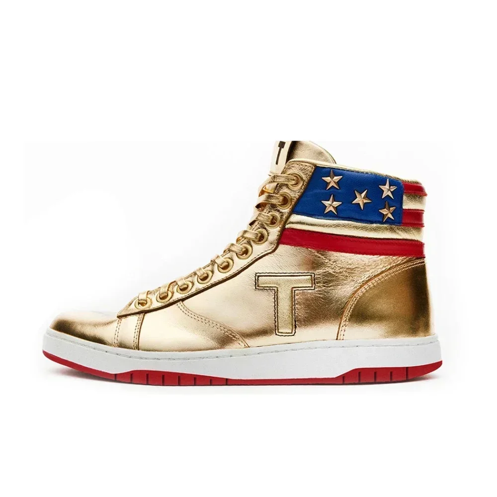 2024 MAGA President Donald Shoes Trump Gold Sneakers Mens Womens Casual Boots Road Shoes Silver High Top Battle Boots