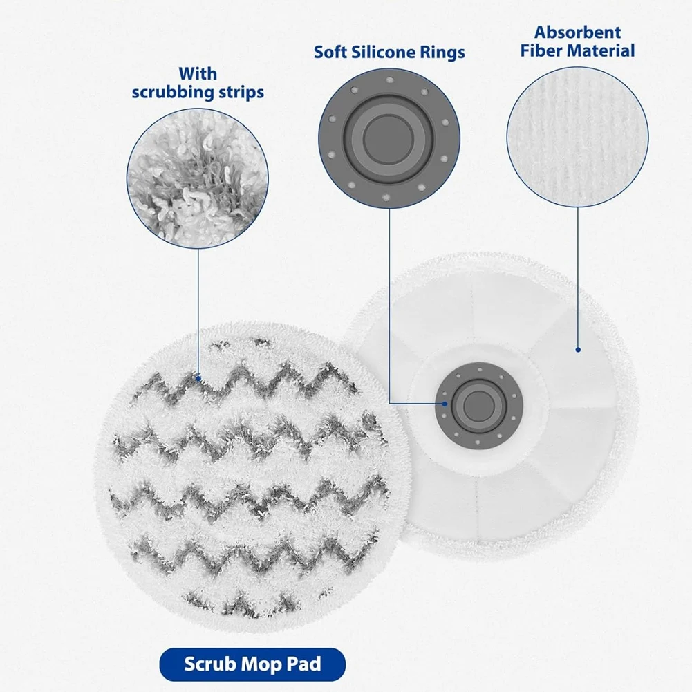 A76G-6-Pack 3897A 3712 tampons de vadrouille pour tampons de remplacement Bissell Spinwave Smartsteam, vadrouille à vapeur à récurer 3712W, modèle No 1641112