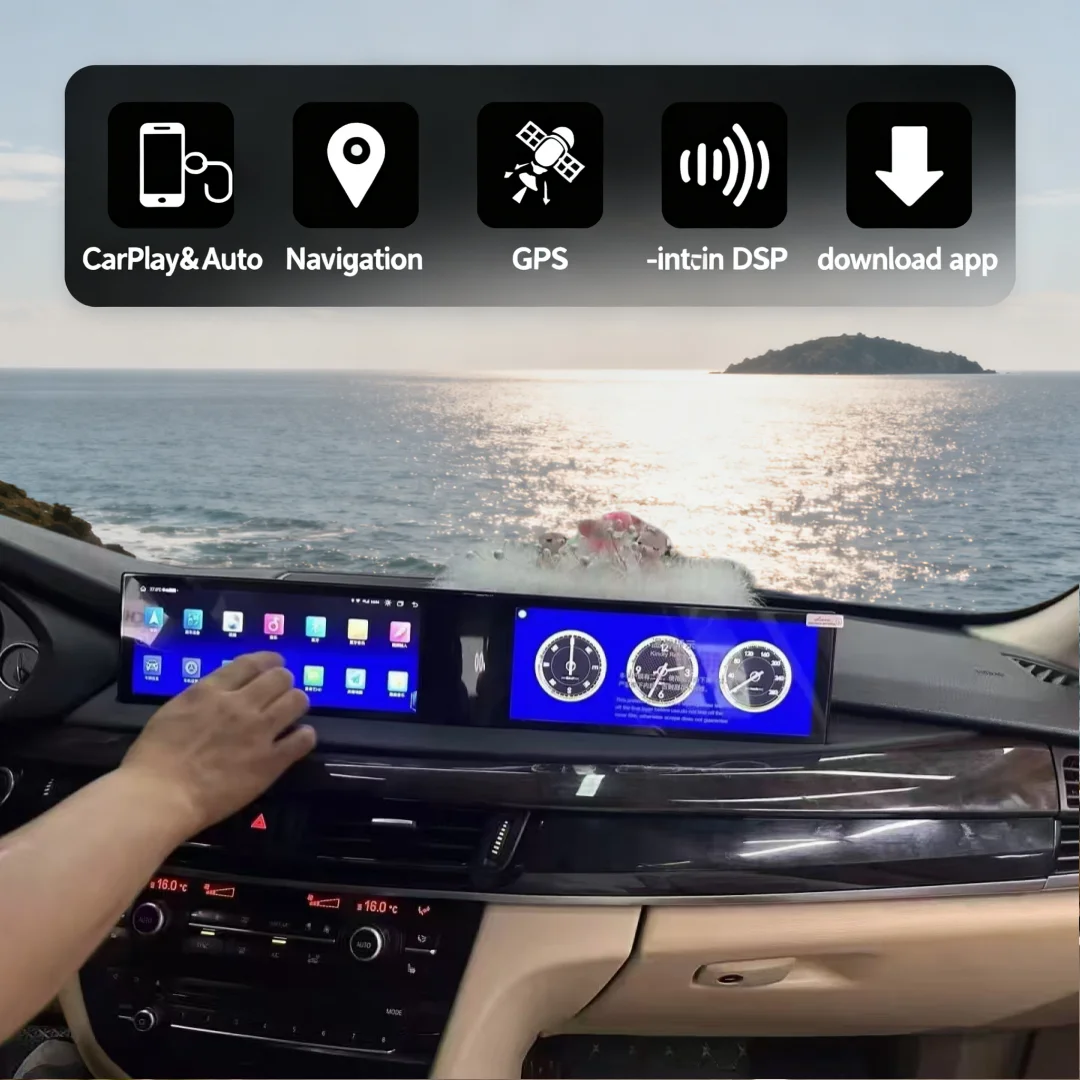 

12.3inch Dual Screen Car Radio For BMW 5 Series F10 F11 2011-2017 Carplay Android14 Stereo Multimedia Player GPS Navigation Head