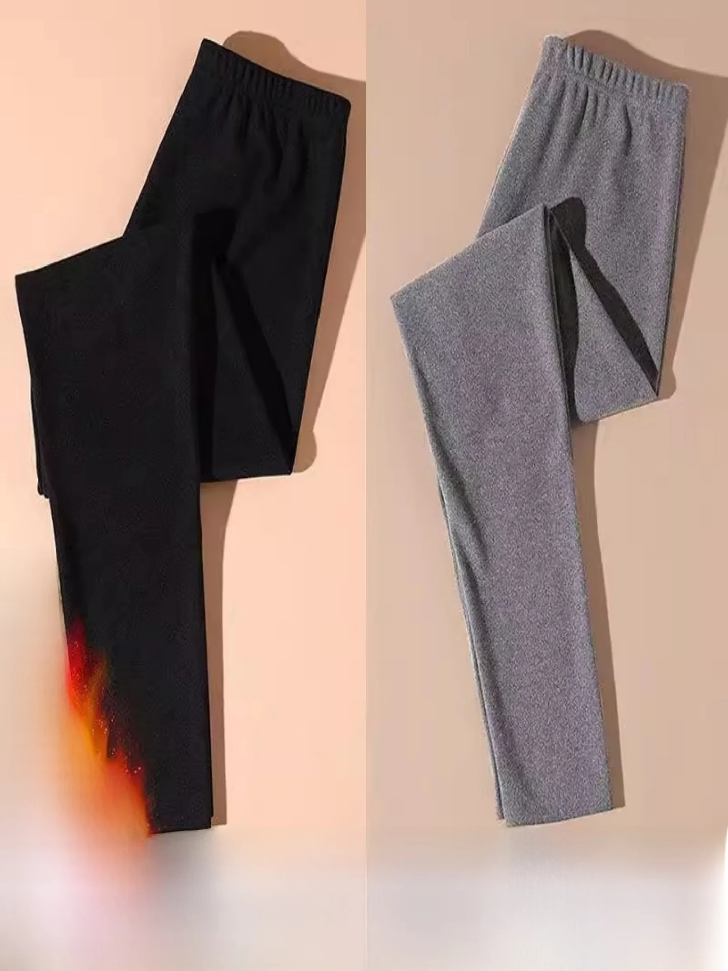 Women's Mid-Waist Fleece-Lined Trousers Autumn Pants Double-Sided German Velvet Warm Base Layer Pants Cold Resistance