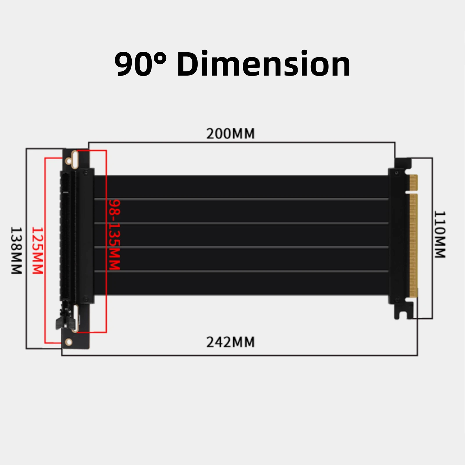 PCIe 3.0 16X kabel ekstensi GPU, kartu grafis 90 derajat PCI Express X16 Riser Card Adapter Extender Pci-e kabel fleksibel