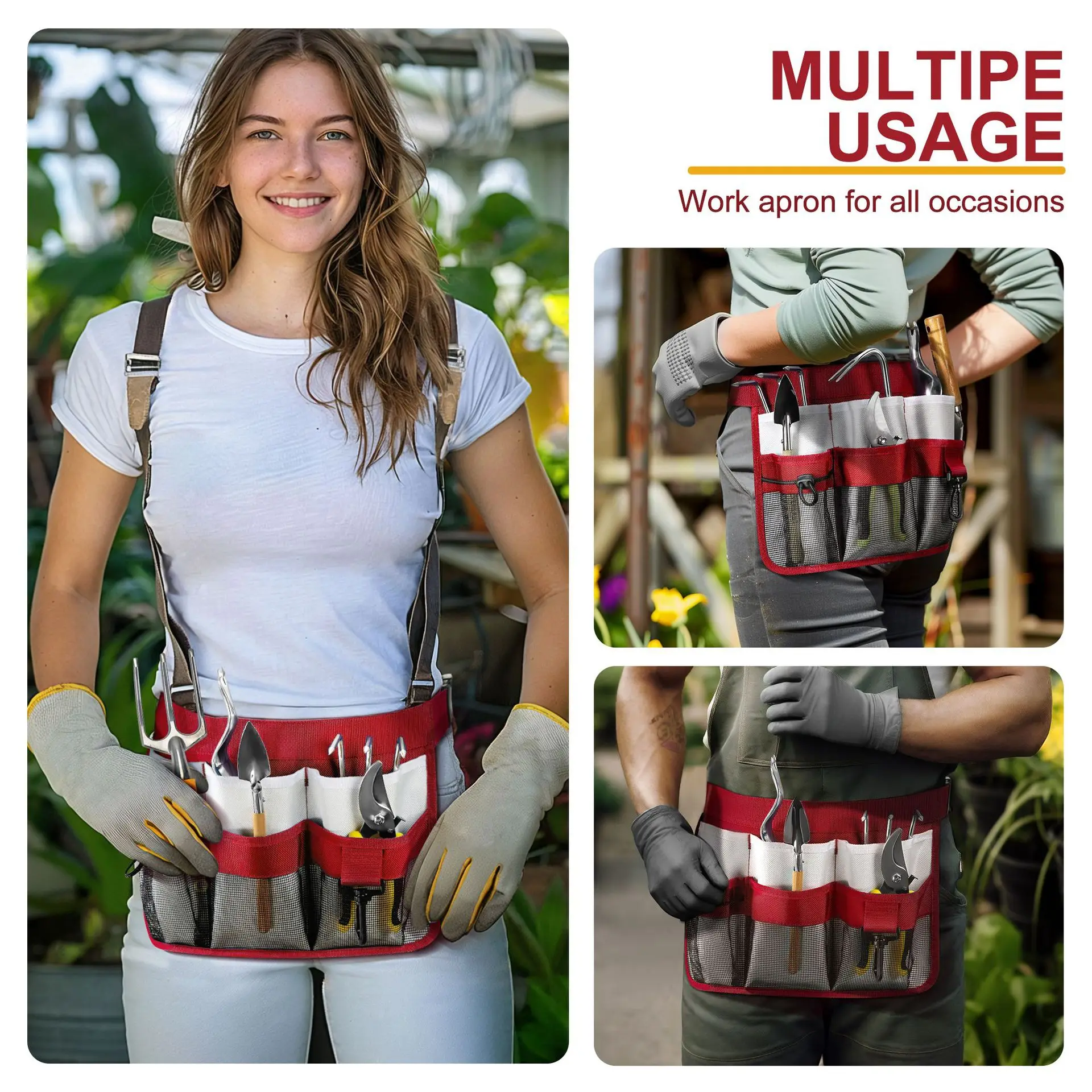 

WINHUNT Garden Tool Waist Bag Multifunction Work Pouch Cleaning Service Tool Organizer for Gardener Waiter Catering Portable Use