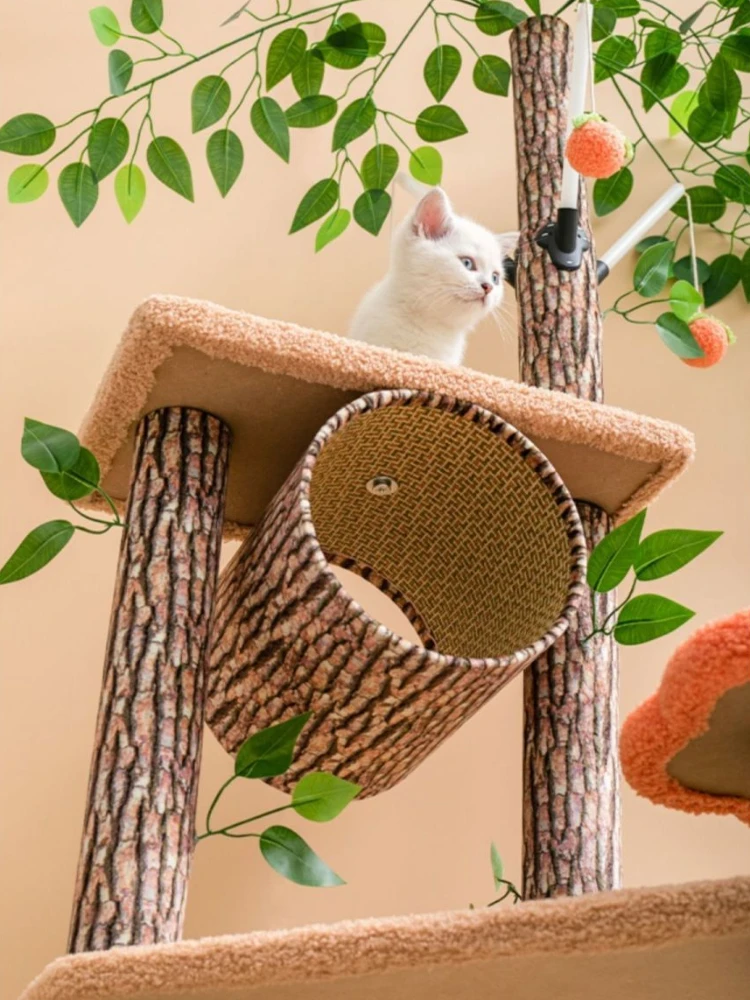 Cat Climbing Frame Large Cat Nest Tree House Scratching Accessories Sisal Rattan Woven Educational Toys Pet Cats Articles