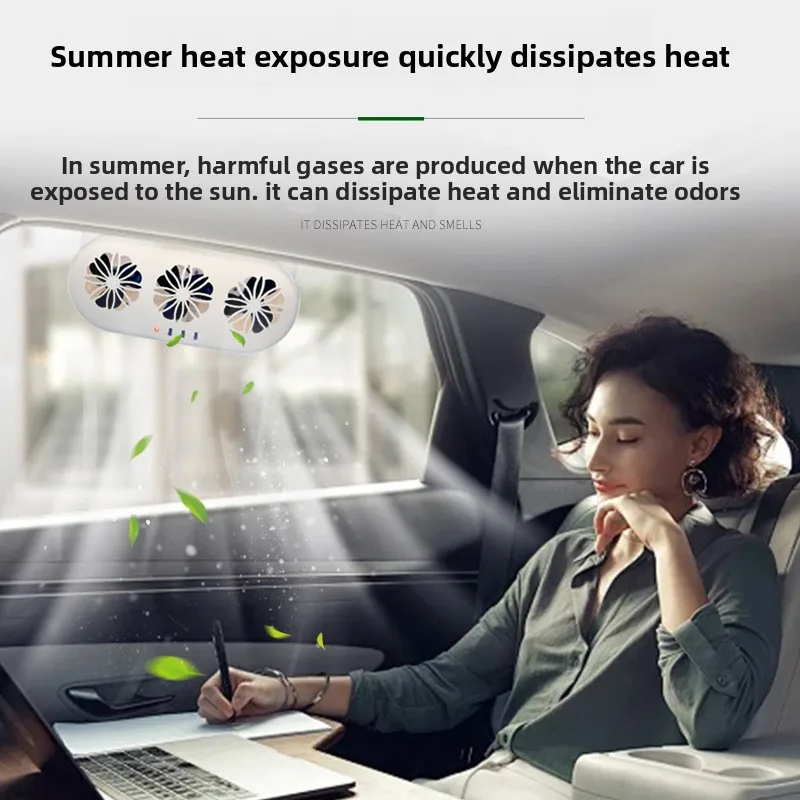 Solar car exhaust fan Zhongheng new usb interface car fan interior cooler air circulation fan