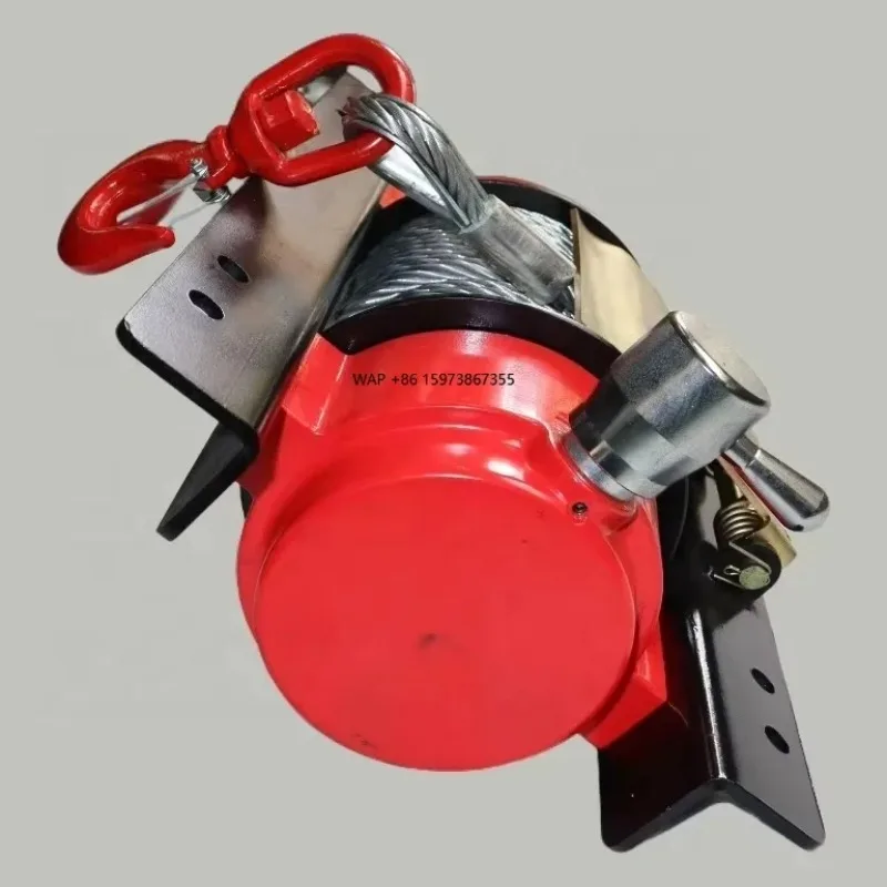 Towing Hydraulic Winch 5 Ton Capacity Manual Worm Winch 15m Steel Wire Rope Boat & Ship Use 3m Lifting Height Hand-Powered Crane