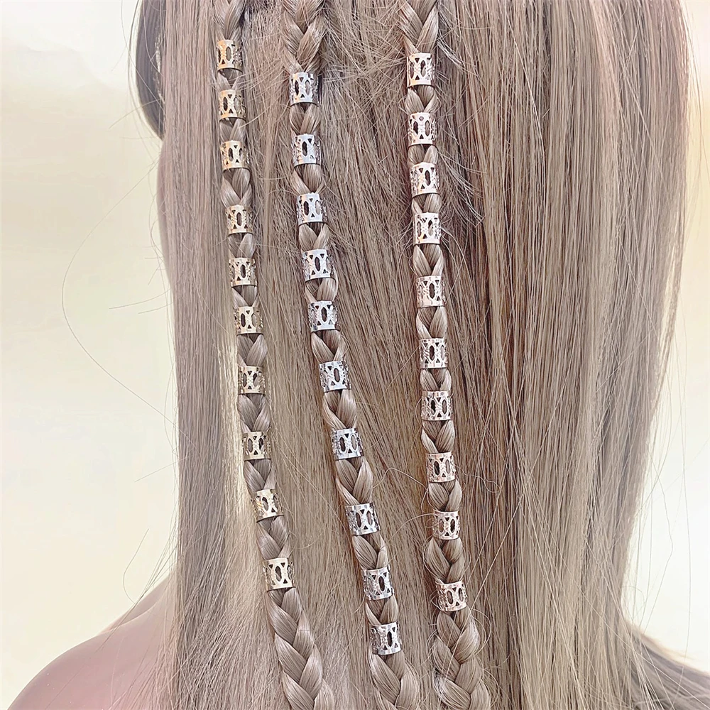 60pcs/bag Hiphop Dreadlocks Hair Rings Beads Clips Braids African Braid Spiral Hairpin for Women Girls  Accessories Bead Braider