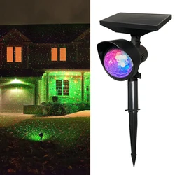 Solar Light LED Projector RGB Crystal Laser Stage Light Outdoor Spot Rotary Lamp Lawn Solar Garden Projector Holiday Party Light