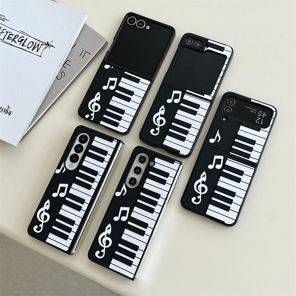 

Жесткий чехол для телефона с 3D клавишами пианино для Samsung Galaxy Z Fold 7 6 5 4 3 Musical Note Тонкий защитный чехол для Z Flip 7 6 5 4 3