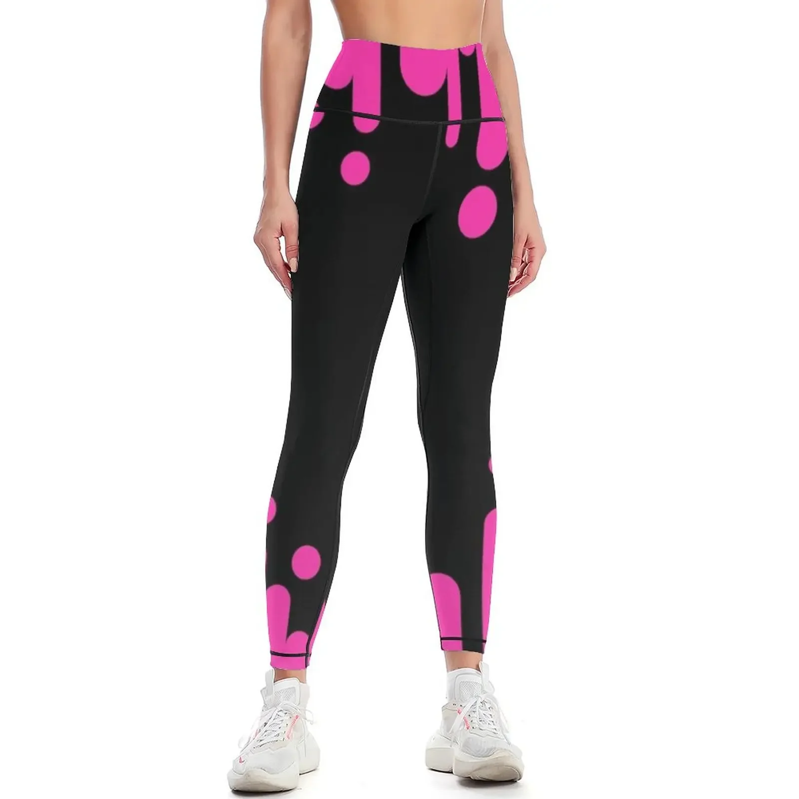 

Black and Pink Drip Leggings gym sportswear woman high waist push up legging Legging sport Womens Leggings
