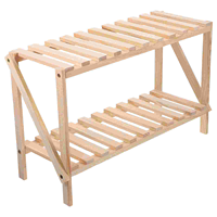2 Pcs Multi Layer Solid Wood Plant Stand Sturdy Garden Planter Shelf Flower Pot Rack Spacious Wooden Pots Holder Outdoor Indoor