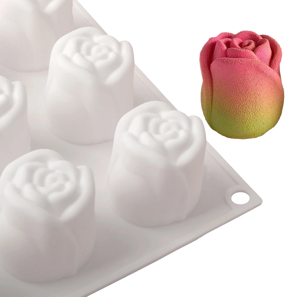 Valentine's Day 15-Cell Rose Bud Design Silicone Mousse Cake Mold Chocolate Mould Food Grade Kitchen Dessert Baking Tools view 4
