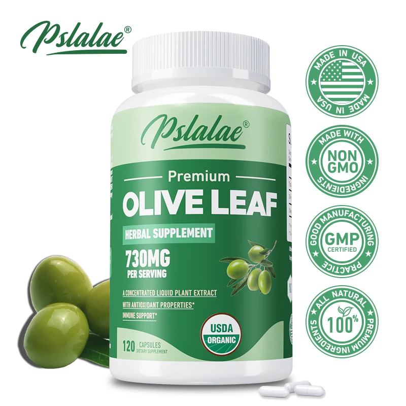 

Olive Leaf Capsules 730mg - Provides Immune Support, Promotes Cardiovascular Health, and Maintain s Healthy Blood Pressure