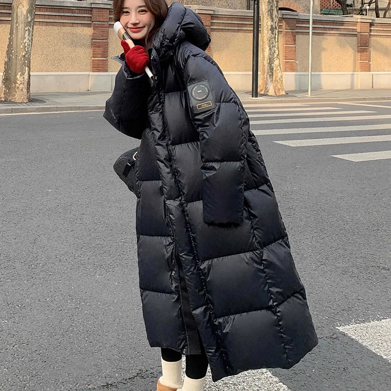 Gidyq Winter Warm Long Parkas Women Korean Fashion Thick Zipper Black Puffy Coats Casual Streetwear Loose All Match Jacket New