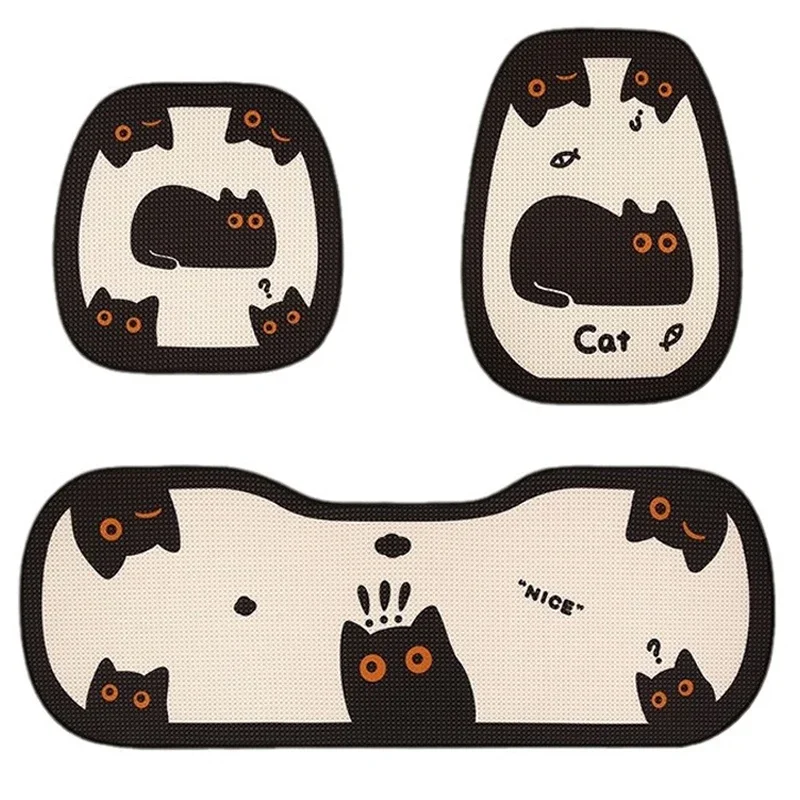 Kreatywna damska poduszka na fotel samochodowy Cute Cartoon Cat Uniwersalny pokrowiec na fotel samochodowy Akcesoria do wnętrz samochodowych na cztery pory roku — zdjęcie 2