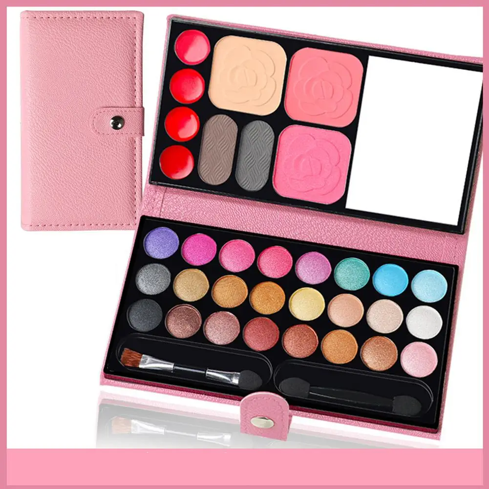 Kit de maquillage pour filles, 33 couleurs, fard à barrage, poudre, blush, rouge à lèvres, plaque de cosmétiques, miroir durable, intérieur long avec palettes, S9J1