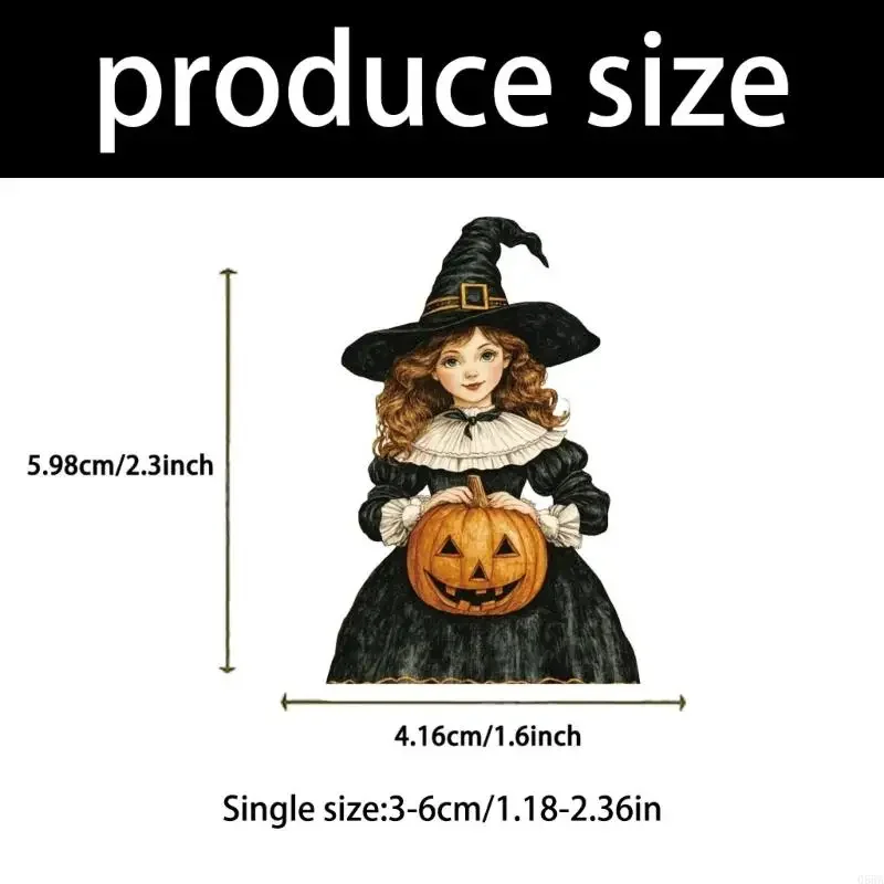 50 시트 재사용 가능한 할로윈 만화 스티커 라벨 전자 장치 학교 용품에 대한 접착 방수 전사 술