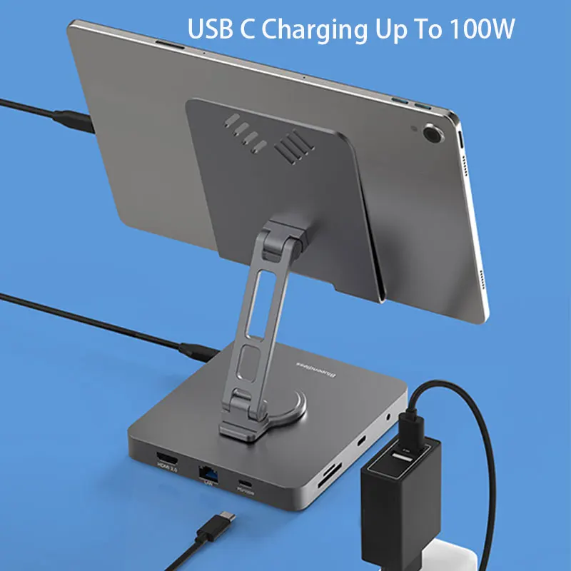 Imagem -04 - Usb c Hub tipo c Docking Station Usb c para Hdmi 4k 60h pd 100w Áudio Rj45 1000 m s para Telemóveis Tablets Laptop Stand 11 em