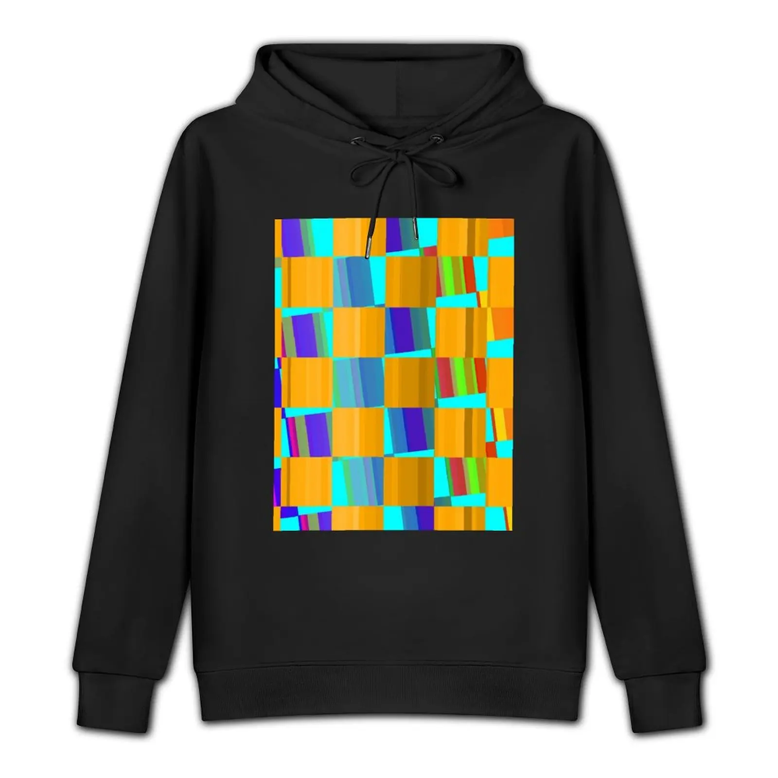 Crazy Checks (tan and electric blue) Pullover Hoodie korean clothes streetwear men japanese style hoodie for men