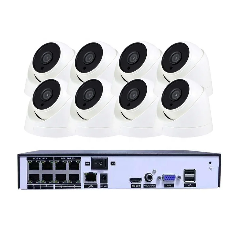Indoor 8ch Poe Ip Home Security System Packing Kit Infrared Night Vision Dome Cctv Cameras 4K 8MP with NVR Recorder Complete Set