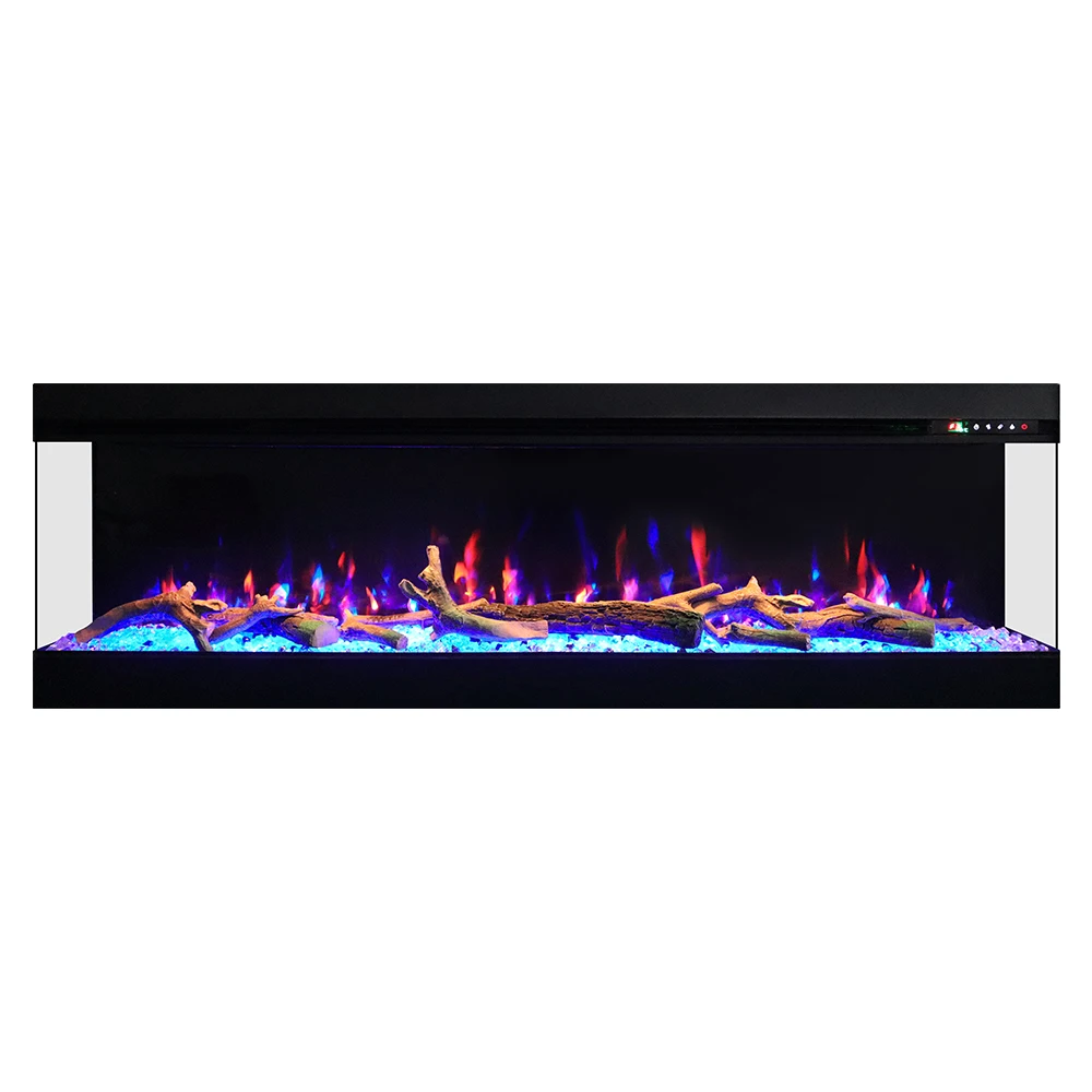 Eco-Friendly Indoor Three Sided Decorative Simulation Fireplace Heater Modern 3-Sided Multiside View Electric Fireplace