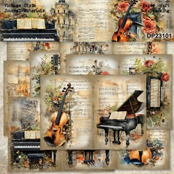 Panalisacraft 8sheets A5 size Vintage Style Music Scrapbooking patterned paper Fancy Card Pack Light weight Craft Paper Card