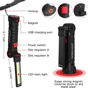 Tragbare Lam -Lanter -LED, wiederaufladbare USB, Arbeitslicht, magnetische Taschenlampe, gebaute Batterie -Hängelampe, Campingbrenner, neu 12 Hauptverkauf Magnetic Lighting - №6