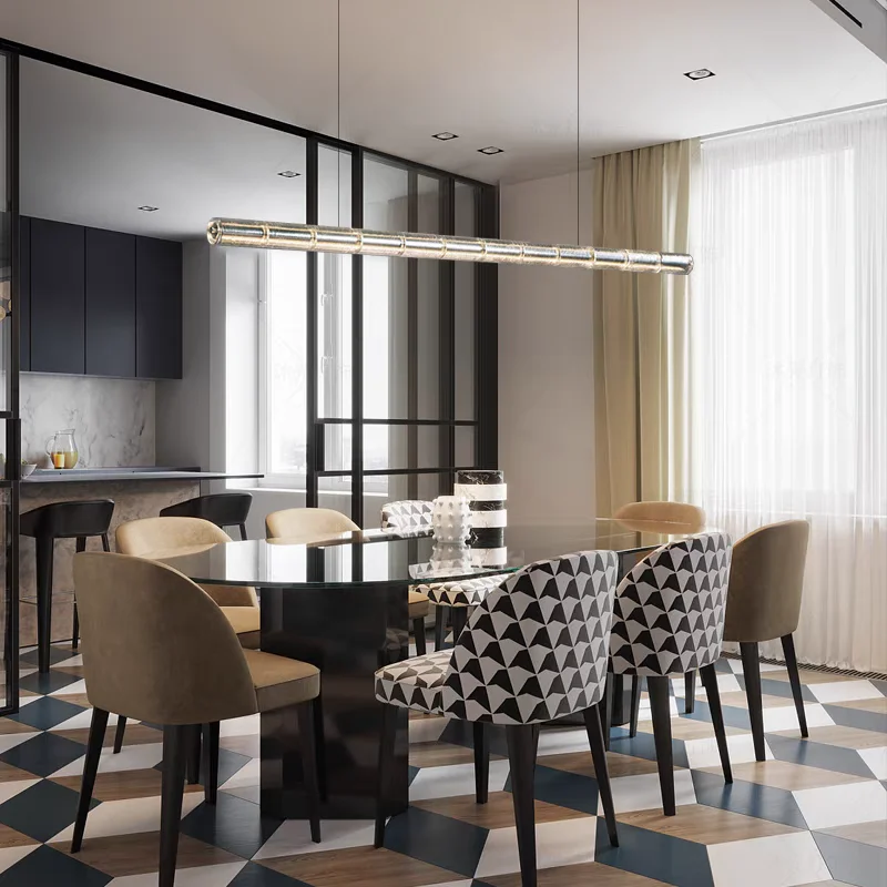 Lámparas colgantes de cristal Flos para comedor, sala de estar, mesa de cocina, lámpara colgante de cristal regulable larga moderna