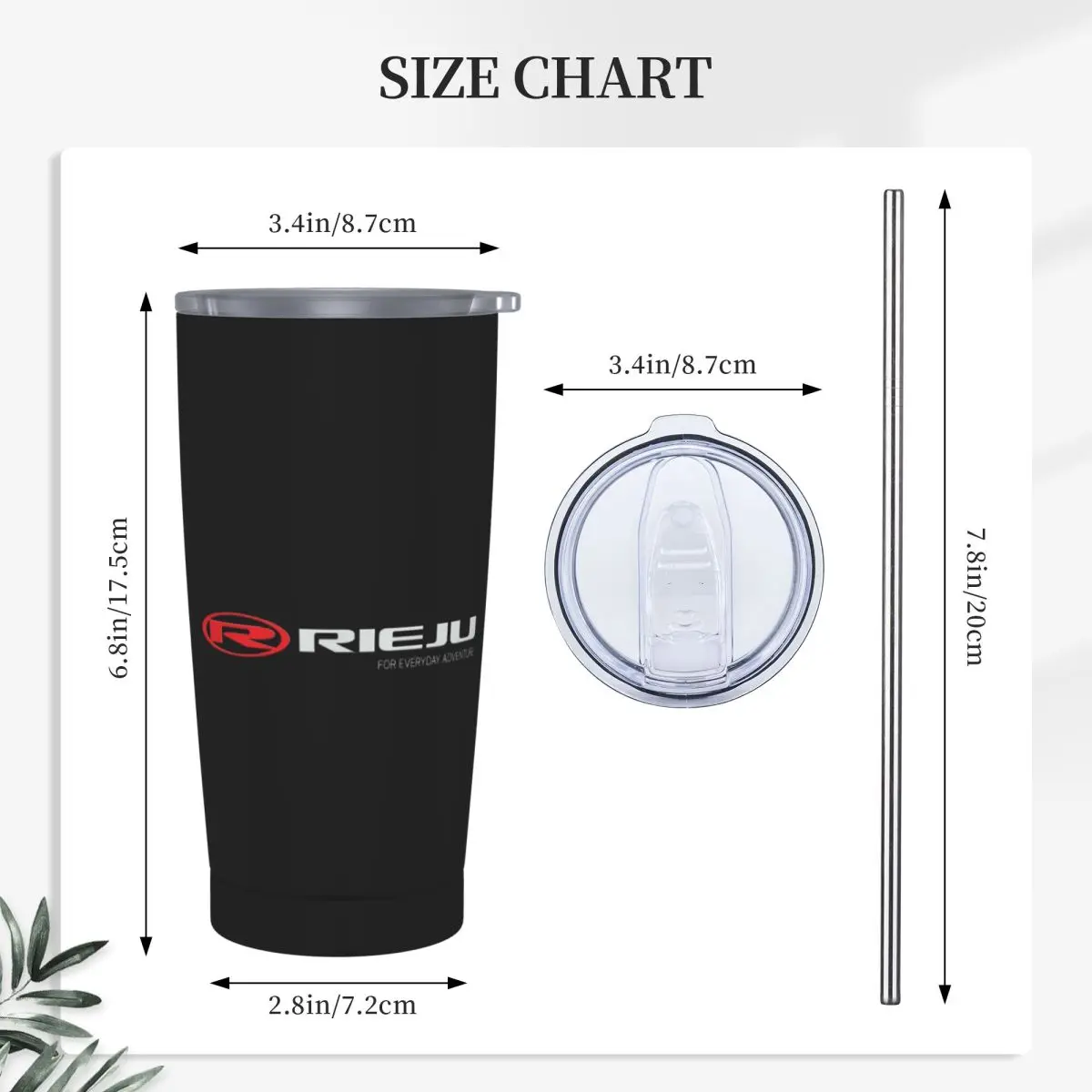 RIEJU Logo Moto Stainless Steel Tumbler Vacuum Insulated Mugs Thermal Cold Bottle Straws With Lid 20oz