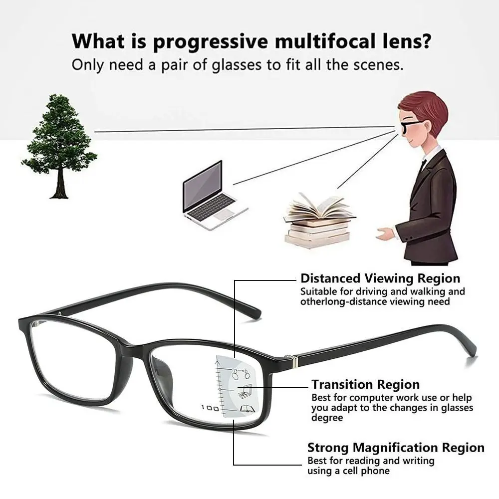 Blue Ray Blocking Anti-Blue Light Reading Glasses Multifocal Eye Protection Hyperopia Glasses Progressive Near Far Ultralight