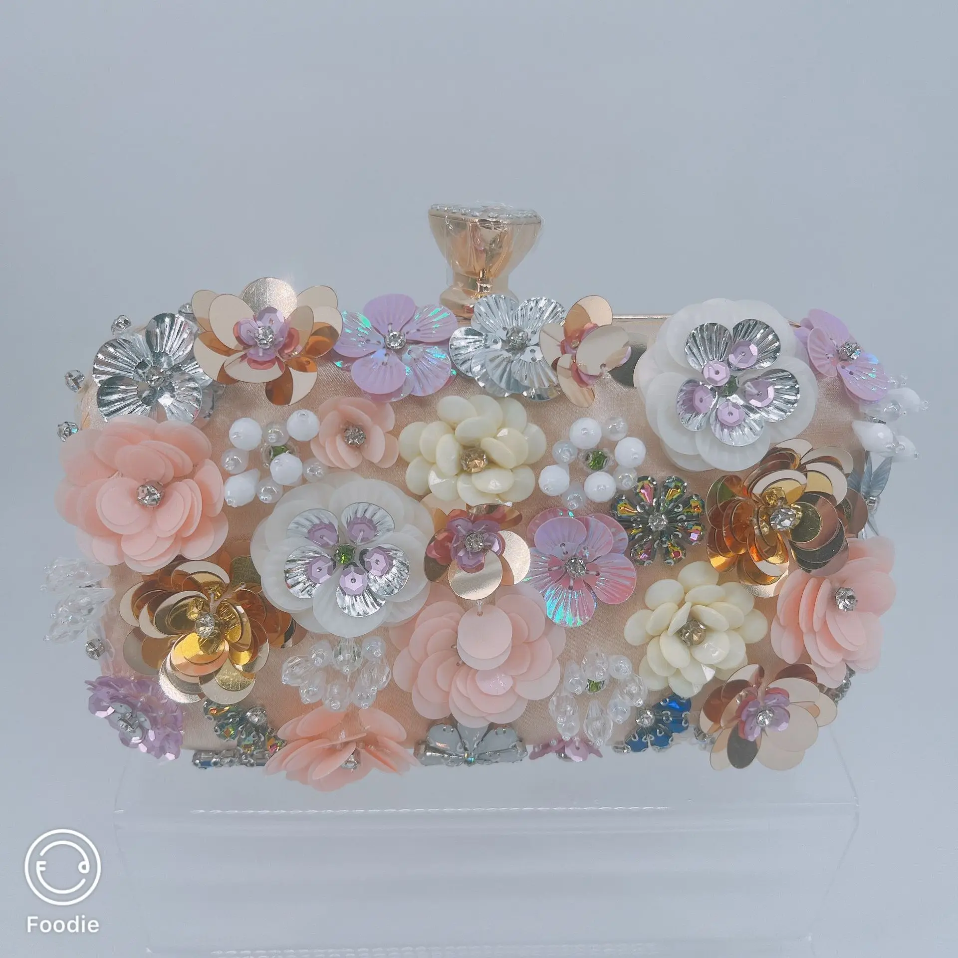 

Three-dimensional Flower Dinner Bag Fashion Handmade Flower Beaded Party Versatile Portable Evening Bag Sac De Marque Luxe Femme