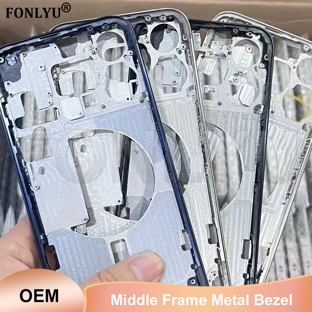 Middle Frame Bezel With Volume Power Side Button Chassis For 16 15 Pro Max 14 Plus Repair Parts Assembly
