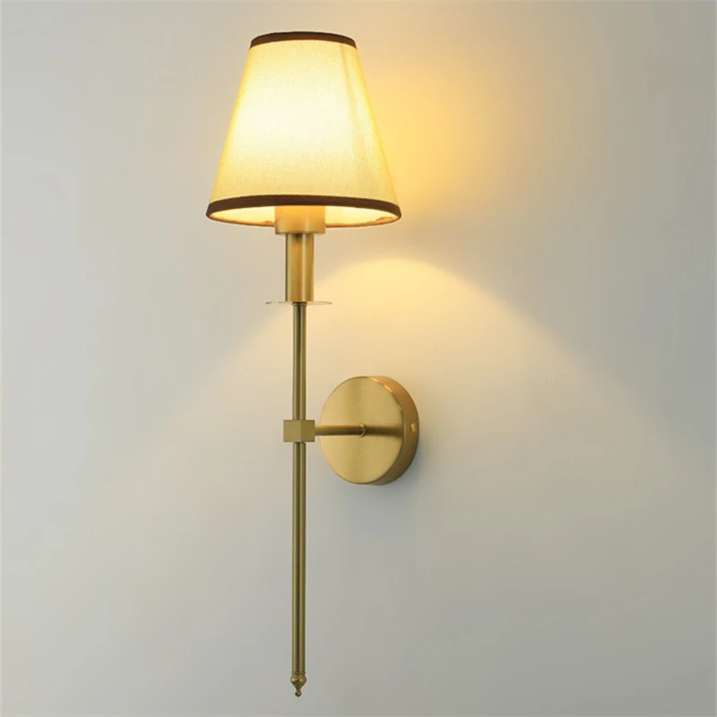 lampada de parede de tecido nordico para decoracao do quarto arandelas para corredor do hotel luminaria de cabeceira do quarto estilo americano 01