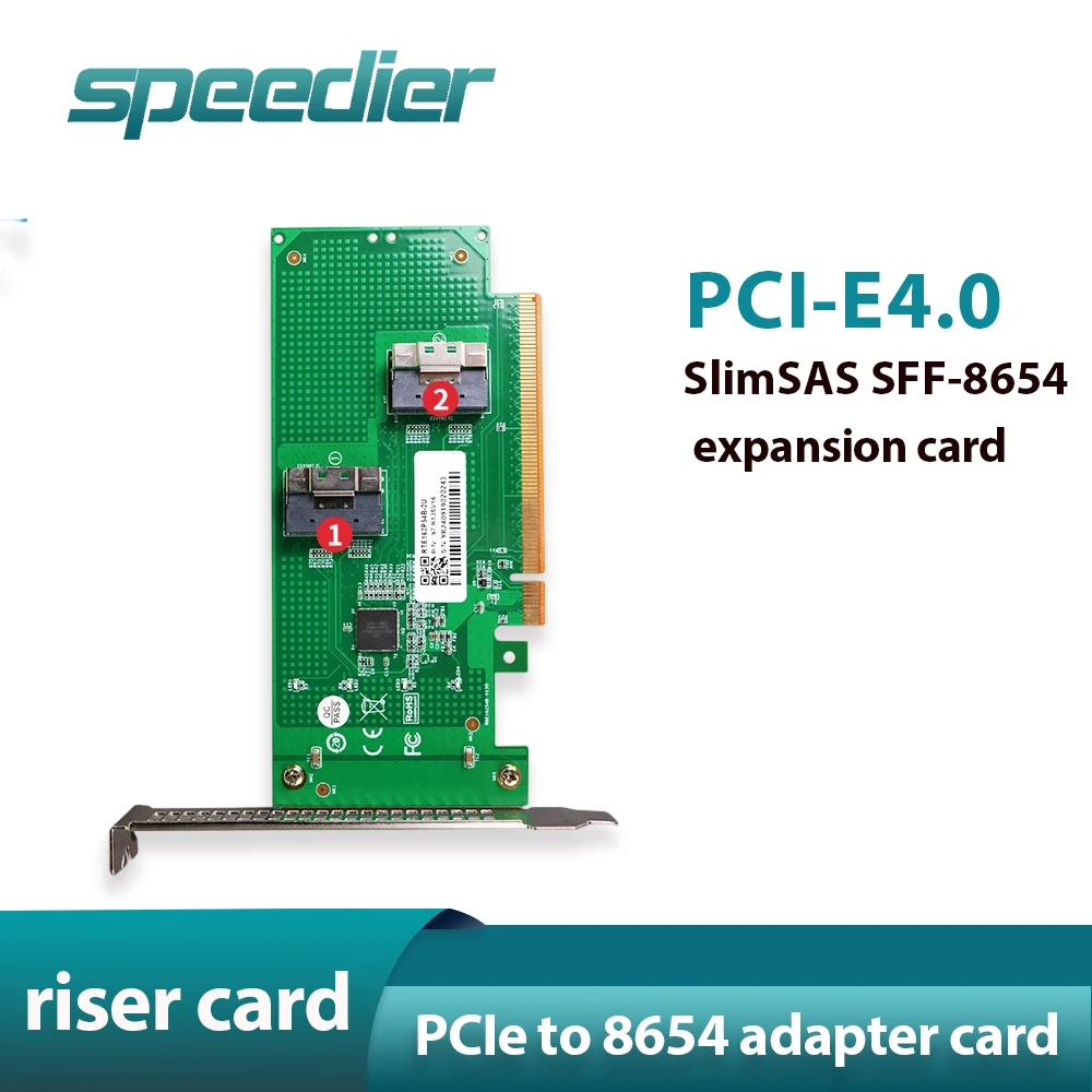 PCIE 4.0 X16 To SlimSAS SFF-8654 Adapter Card  High-Performance Chip for External Expansion of Gaming Graphics Cards GPU Riser