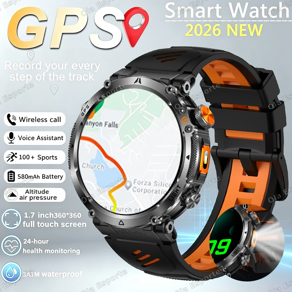 NEW Military GPS Sports Smart Watch Men Compass 3ATM Waterproof Swim Fitness Tracker AMOLED HD SmartWatches 850Mah Battery HW12