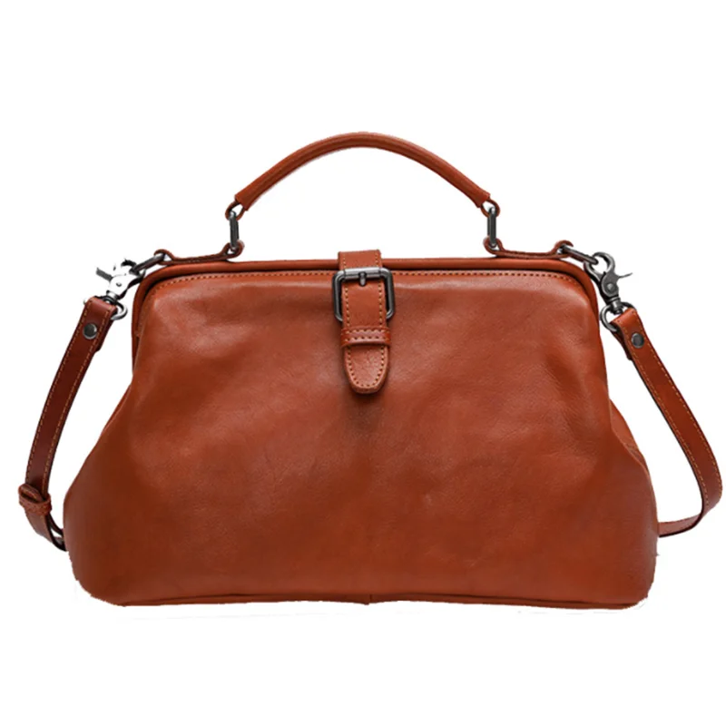 

Shoulder Bag Manual Natural Cowhide Fashion Women Bags Women Handbag Top Quality Genuine Leather Long Strap Doctor Bags Women