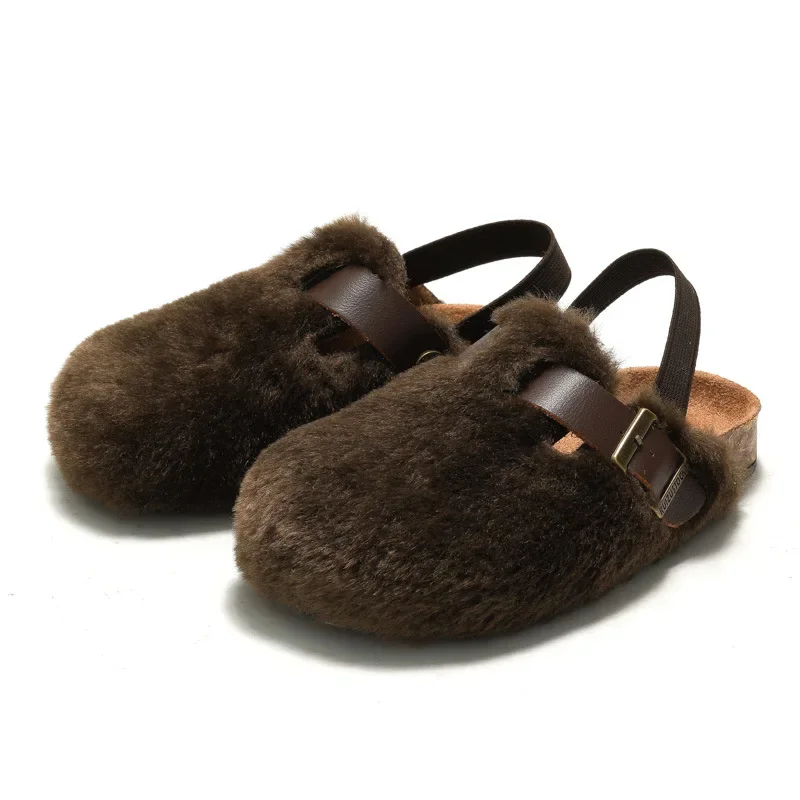 New Arrived Child Cork Slipper Boys Girls' Outside Warm Home Plush Slipper Toddler Prewalker Slipper Toddler Shoes