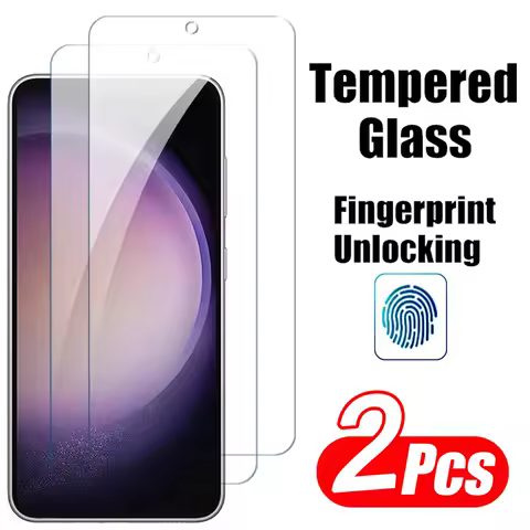 2PCS Fingerprint Unlocking Tempered Glass For Samsung Galaxy S24 Ultra S23 S21 S20 FE S24 S23 S22 Plus Glass Screen Protector