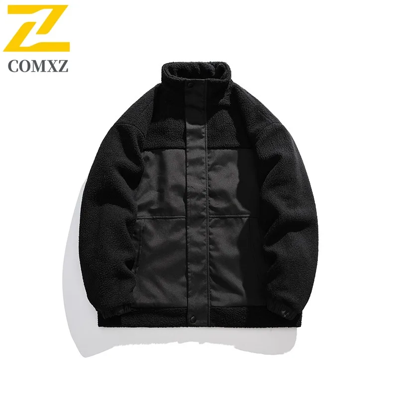 سترة شتوية للرجال من COMXZ للسفر في الشوارع عالية الجودة للسفر والتنزه سترة مبطنة بالقطن للمشي اليومي وياقة فضفاضة من الصوف
